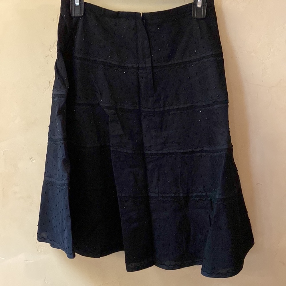 Sz 2 NWT French Connection Black A-Line Scallop Edge Mesh Lace Beaded Knee Skirt - Picture 4 of 5